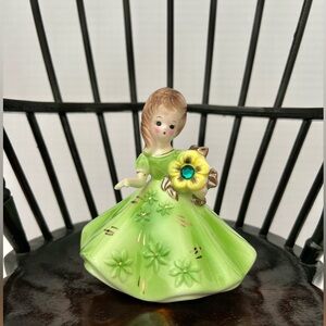 Vintage JOSEF Originals MAY EMERALD Birthday Girl Figurine Green